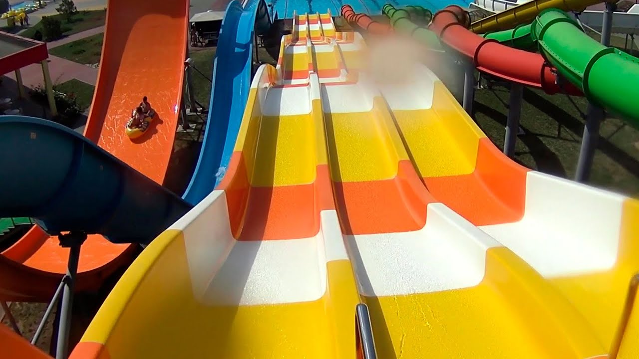 Yellow Racer Water Slide at T. I. Aquapark - Water Park Slide On Ride ...