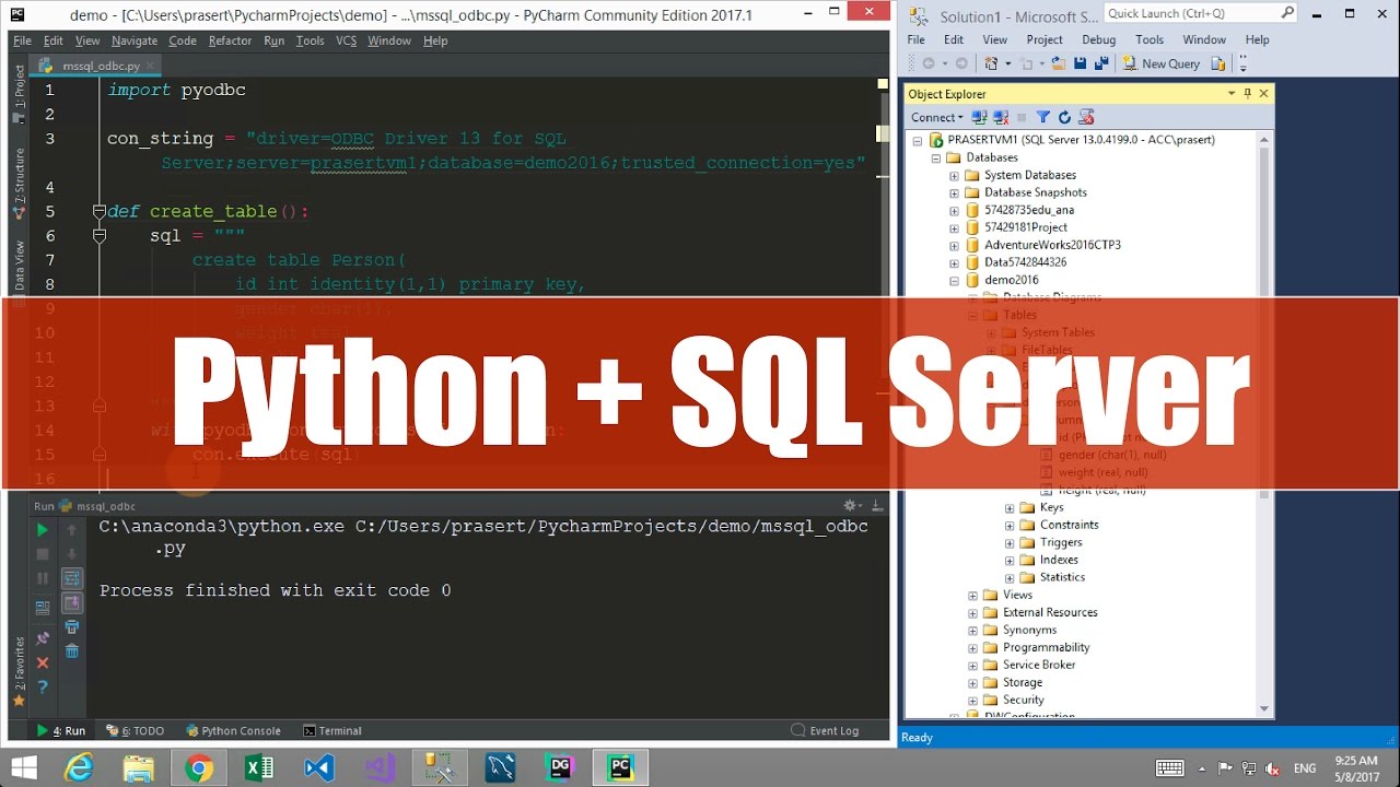 สอน sql server  New Update  สอนไพธอน Python 3 + MS SQL Server: การเชื่อมต่อกับฐานข้อมูลเบื้องต้น