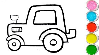 Tractor Drawing , Colouring And Painting For Kide, Toddlers Lets Draw, Together