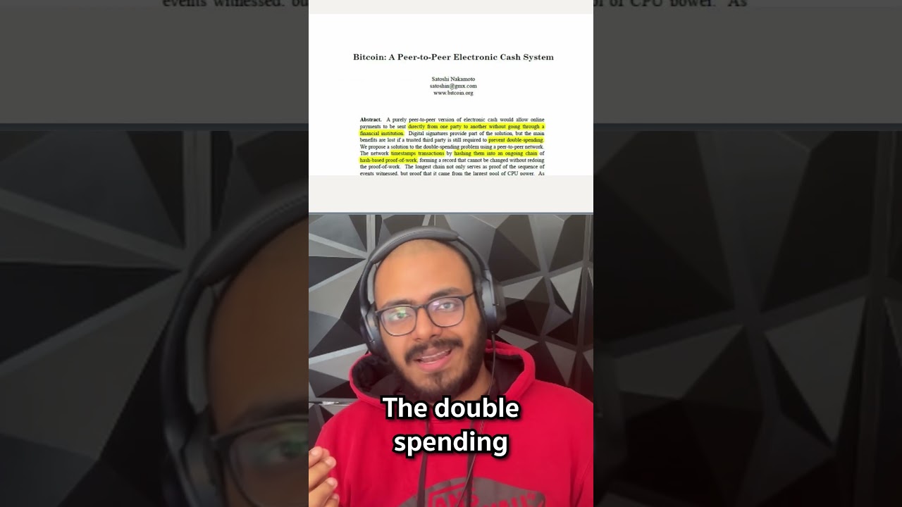 Bitcoin solved the double spending problem in a decentralized blockchain  #learnweb3 - YouTube