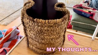 Household Essentials Large Wicker Floor Storage Basket with Braided Handle, Light Brown Review