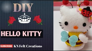 DIY How To Make Hello Kitty From Felt Plushie 🍓🌸🌱🌸💮| #BeeCostume #feltcrafts