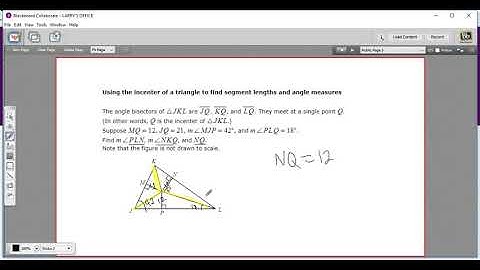 Using the incenter to find segment lengths and angles
