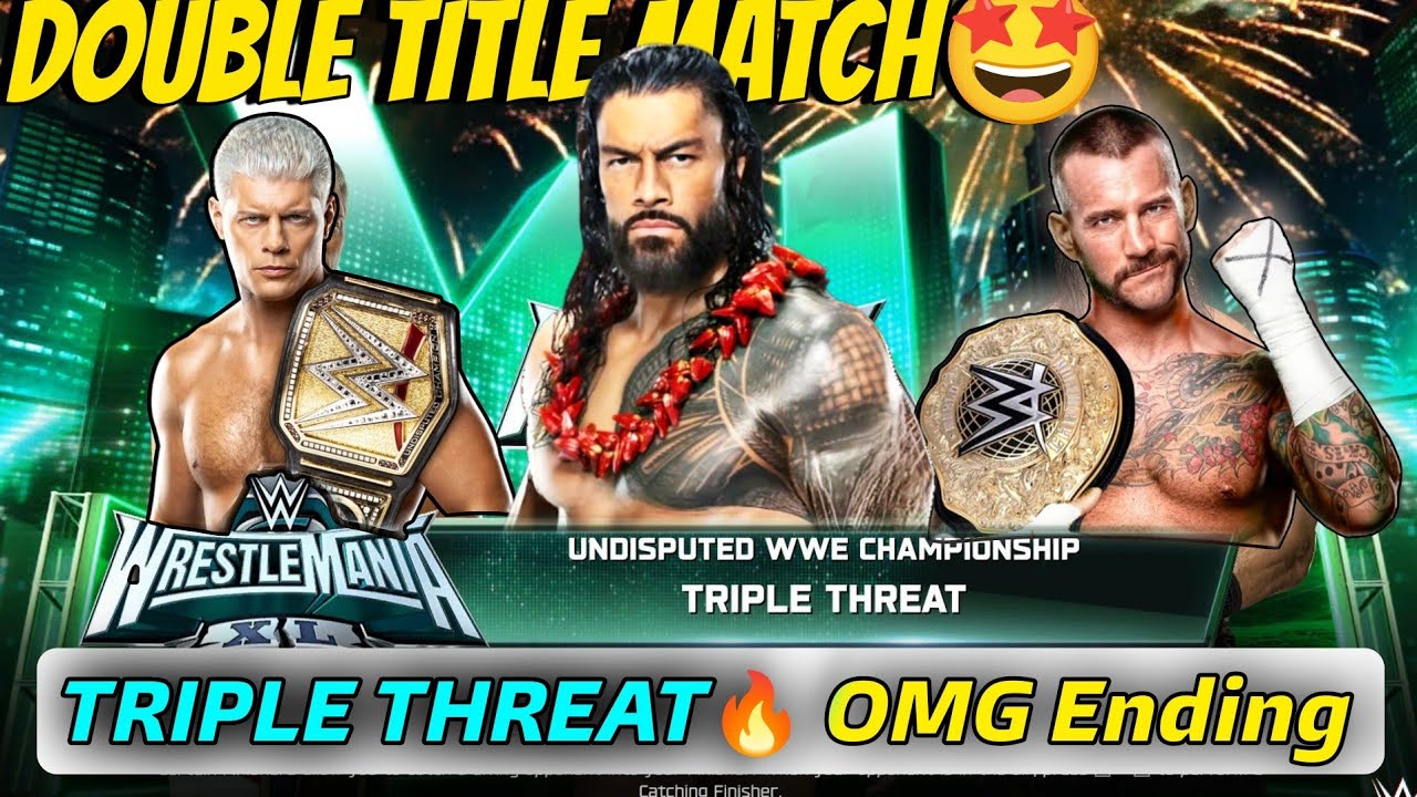 WWE 2K25: Roman Reigns vs Cody Rhodes vs CM Punk | Double Title Match | Shocking Ending 😱🔥