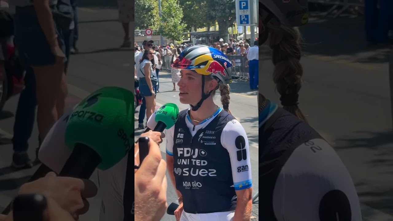 Stage Winner Demi Vollering In Her New RedBull Livery Helmet