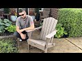 THOEOE Folding Adirondack Chair,HDPE All-Weather Outdoor Chair with Cup Holder,Wooden Textured,Fire