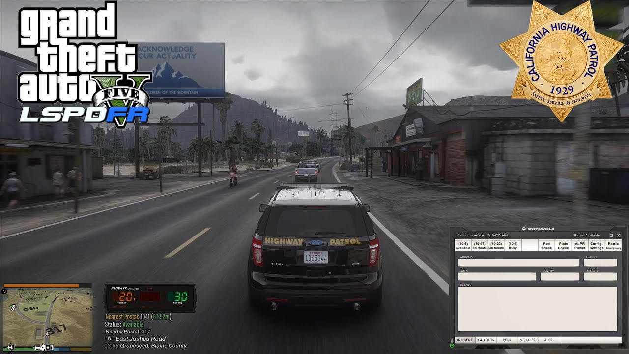 [NO COMMENTARY] GTA V LSPDFR - MANY TRAFFIC STOPS AND SEVERAL CHASES - CHP