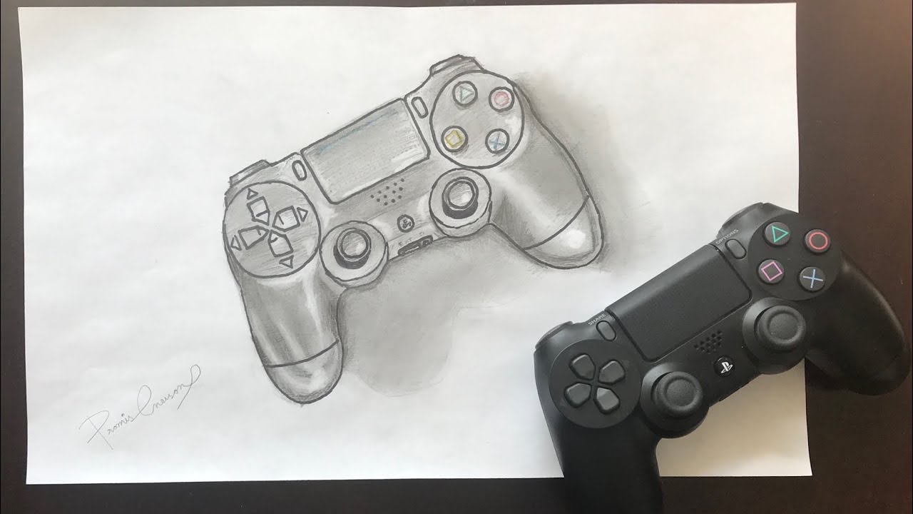 Drawing A Hyper Realistic Ps4 Controller Youtube