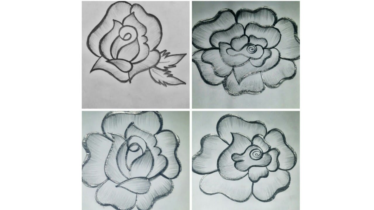 different rose flower tutorial/rose flower drawing/rose flower making ...