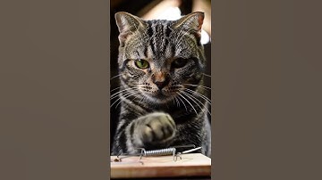 Wait...🤔 Who’s trapping who here? The cat or the trap!? 🐱🪤 #tabbycat #trap