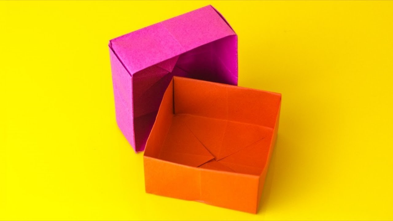 Schachtel mit Deckel basteln mit Papier - Origami Box falten - Basteln Ideen