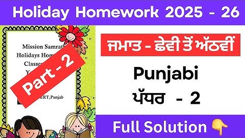 mission samrath punjabi holiday homework 2025 | class 6 to 8 punjabi holiday homework solution #pseb