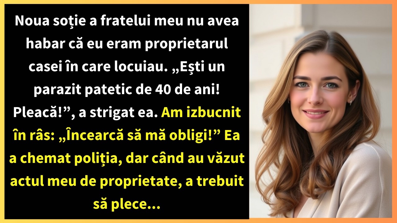 Noua soție a fratelui meu nu avea habar că eu eram proprietarul casei în care locuiau.