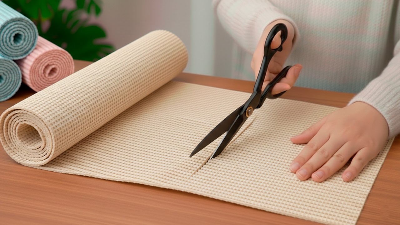 BEAUTIFUL!!!😍 AN INCREDIBLE IDEA INVOLVING A PLASTIC (PVC) BATHROOM MAT! #diy #craft