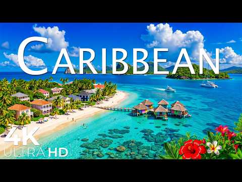 FLYING OVER CARIBBEAN (4K UHD) – Soothing Music Along With Beautiful Nature Video - 4K Video ULTRAHD