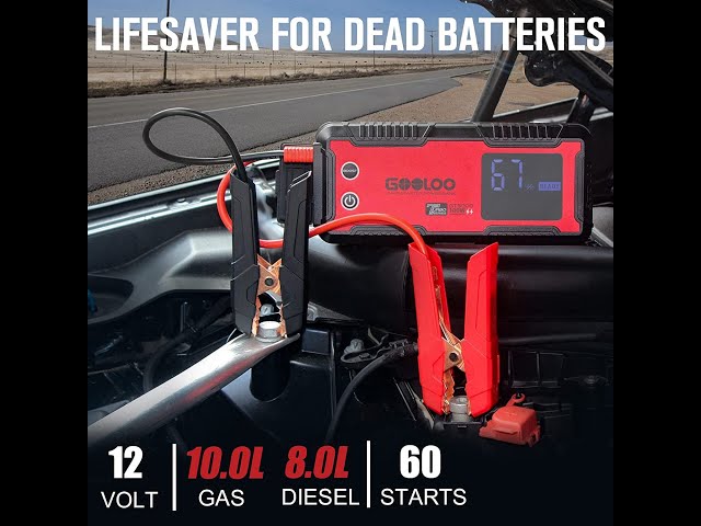 GOOLOO GP3000 Jump Starter, 3000A Portable Car Jump Starter up to 10.0L Gas  Engines & 8.0L Diesel 