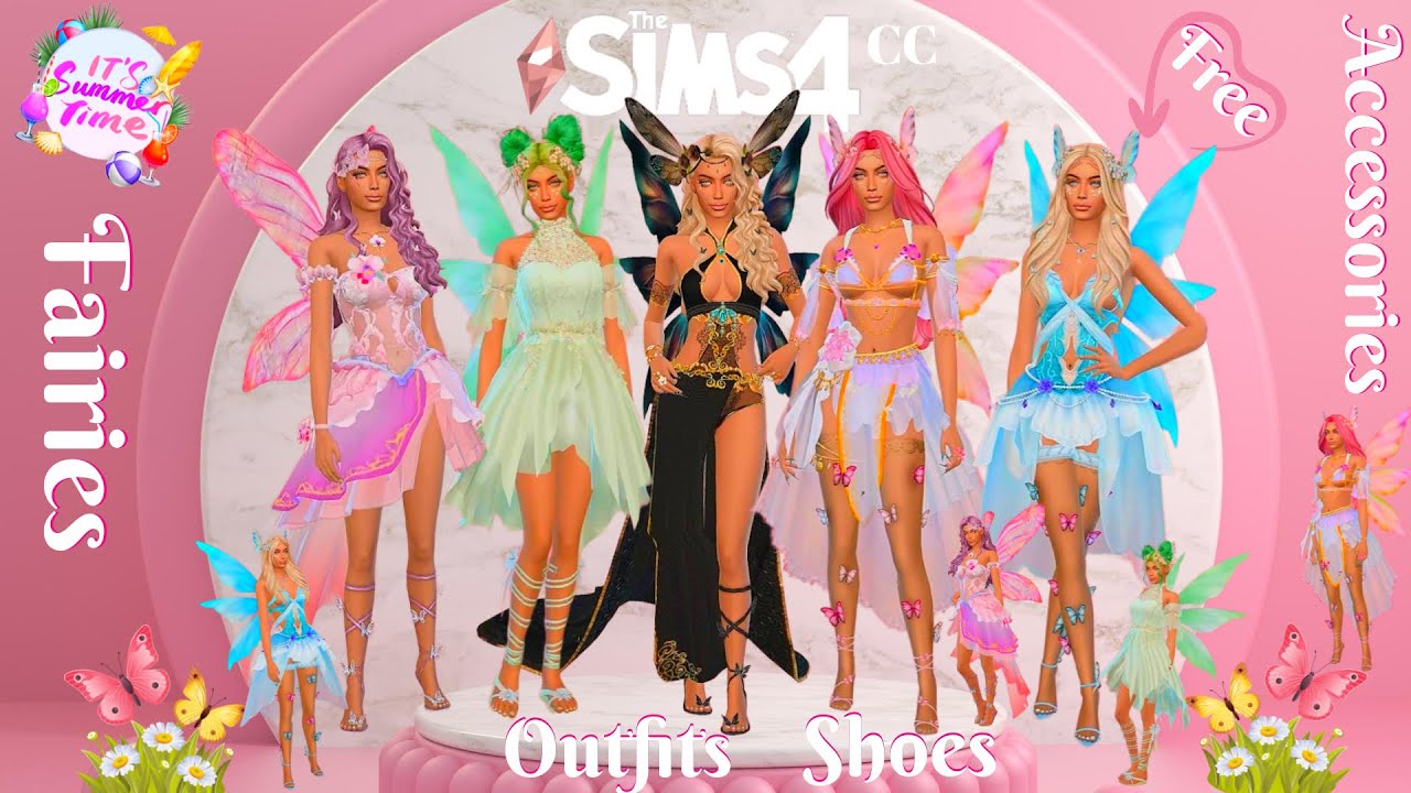 The Sims 4 CC Review 🦋 Fairy Outfits & Accessories & Shoes 🦋 Enchanted by Nature 🧚🏻Fairies by Pinki