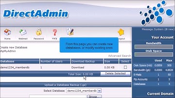 How to create a MySQL database in Direct Admin