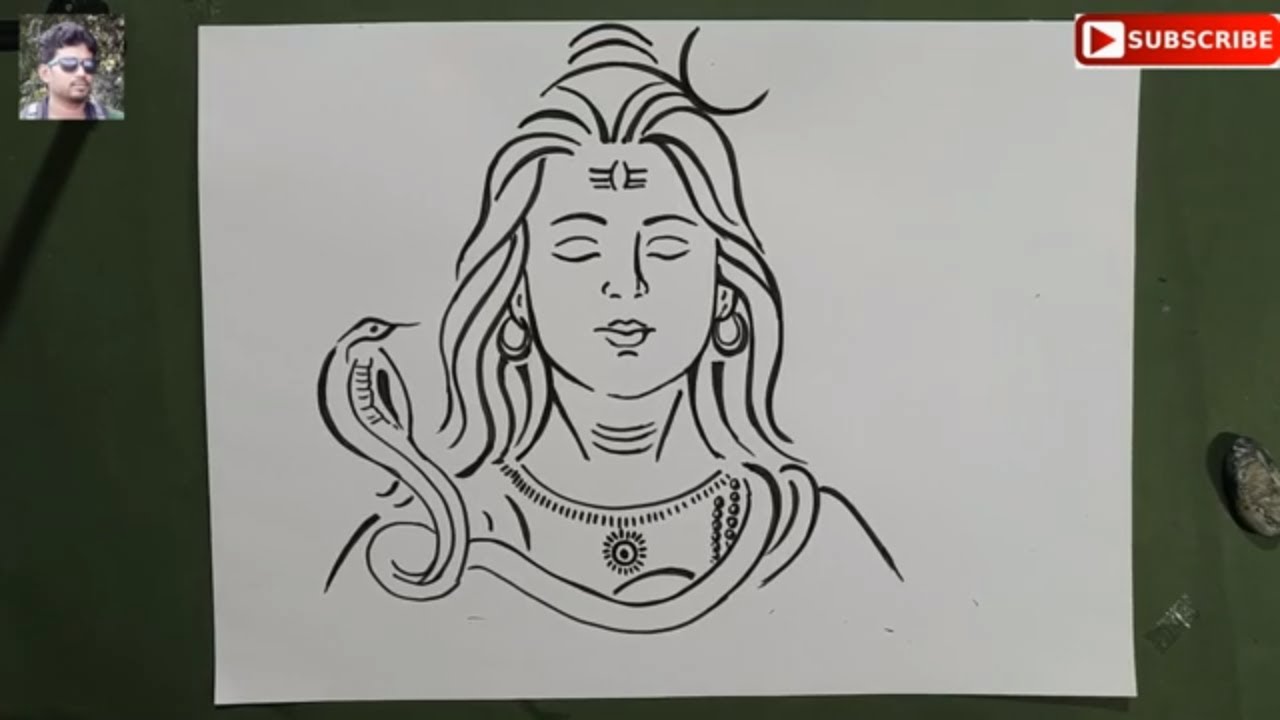 very easy line art shiv thakur,how to draw lord shiva with snake ...