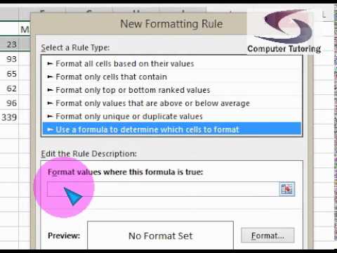 Free Excel 2013 Training  Using Formulas in Conditional Formatting (Computer Tutoring)