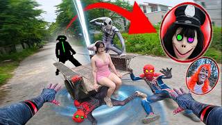7 SPIDERMAN Vs SMILING WOMAN REAL LIFE ESCAPE 455.0 (Horror Parkour Pov Short) | Epic POV