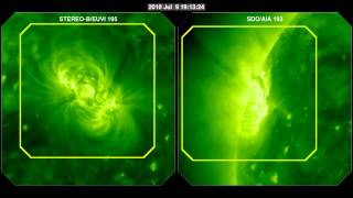 Comparative View of Sun - SDO AIA 193 and STEREO B EUVI 195 Zoom