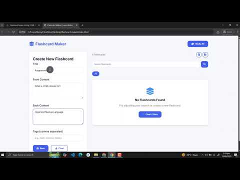 Flashcard Maker Using HTML, CSS and JavaScript with Source Code