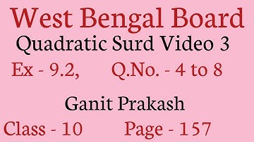 Quadratic Surd Part 3| WBBSE Class X Math Chapter 9 | WB Class 10 Quadratic Surd |West Bengal Board|