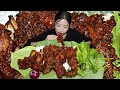 Spicy pork meat with rice  mukbang