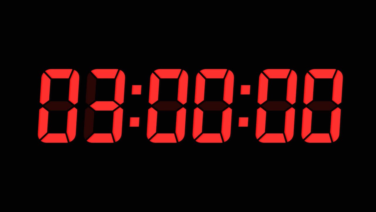 3 Hours Digital Countdown Timer | Black Background | Red Text | No Sounds