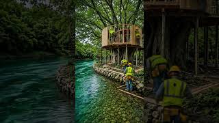 From Ancient Tree to Luxury Riverside Treehouse 🌿🏡 | Relaxing ASMR Build Timelapse #shorts
