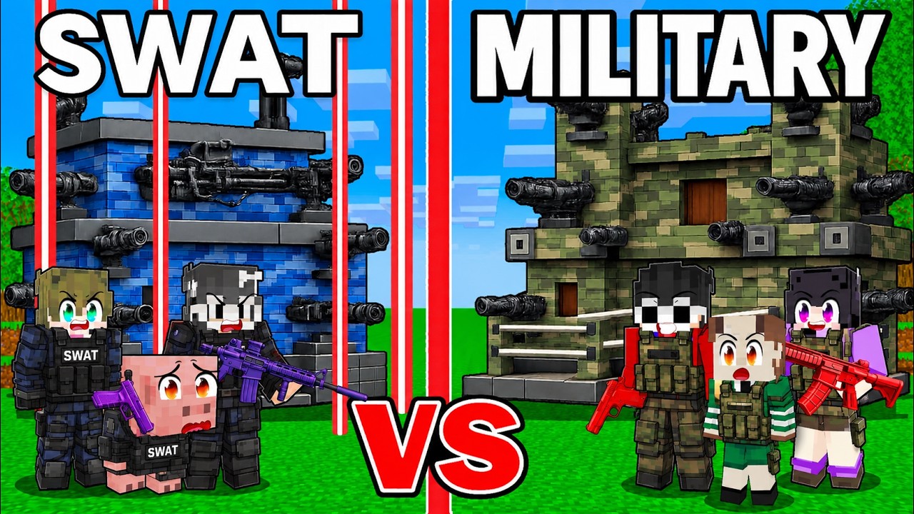 SWAT vs MILITARY Family Security House Battle in Minecraft!