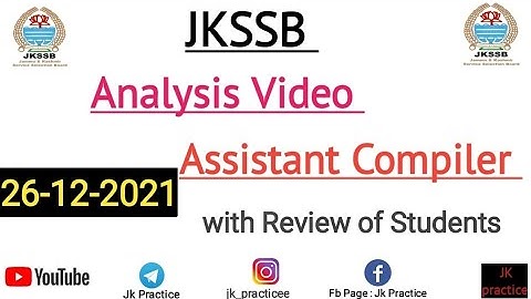 Analysis Video | Assistant Compiler Shifts| 26-12-2021 Jkssb exams | Important for Upcoming exams