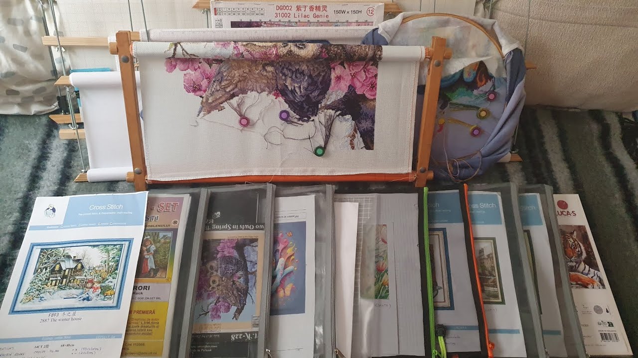 Работа над вышивкой крестиком (январь 2026 г.) и завершенный проект.