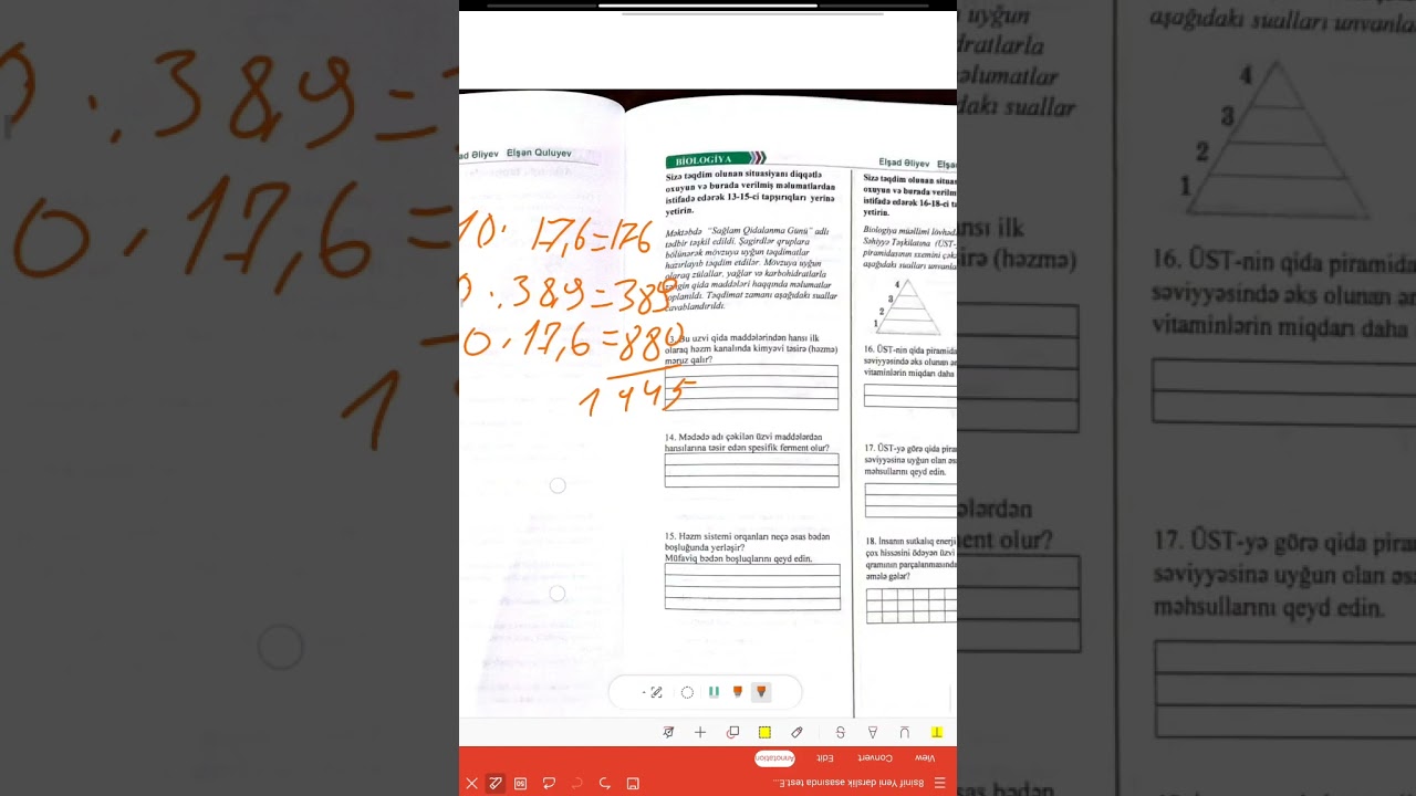 8sinif Biologiya yeni dərslik əsasında Elşad Əliyev.Həzm və qidalanma Açıq tipli test#keşfet #keşfet