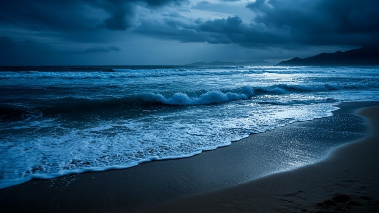 Soothing Night Ocean Waves Sound to Calm Your Mind, Ease Stress, and Sleep Peacefully