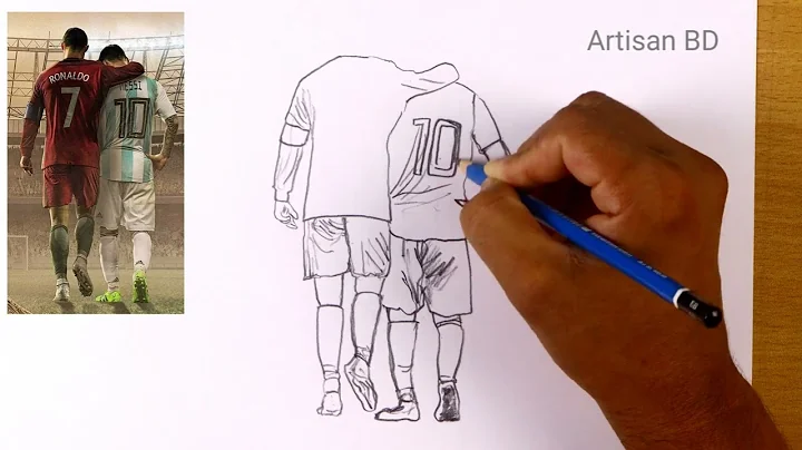 Cristiano Ronaldo and Lionel Messi Portrait Drawing