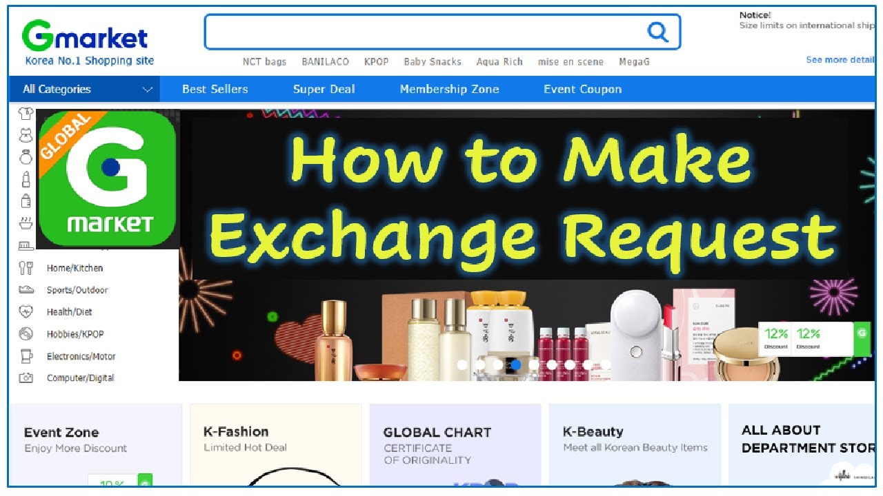 How To Make An Exchange Request In Global Gmarket YouTube