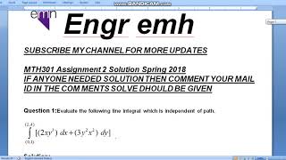MTH301 Assignment 2 Solution Spring 2018 By Engr Emh
