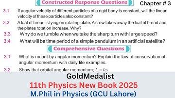 Chapter 3 Constructed Response Questions | Class 11th Physics New Book 2025 |Comprehensive Questions