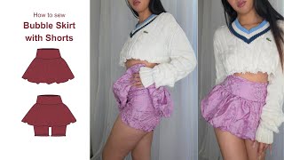 How to sew a bubble skirt with shorts | Easy DIY | Skirt Sewing Pattern