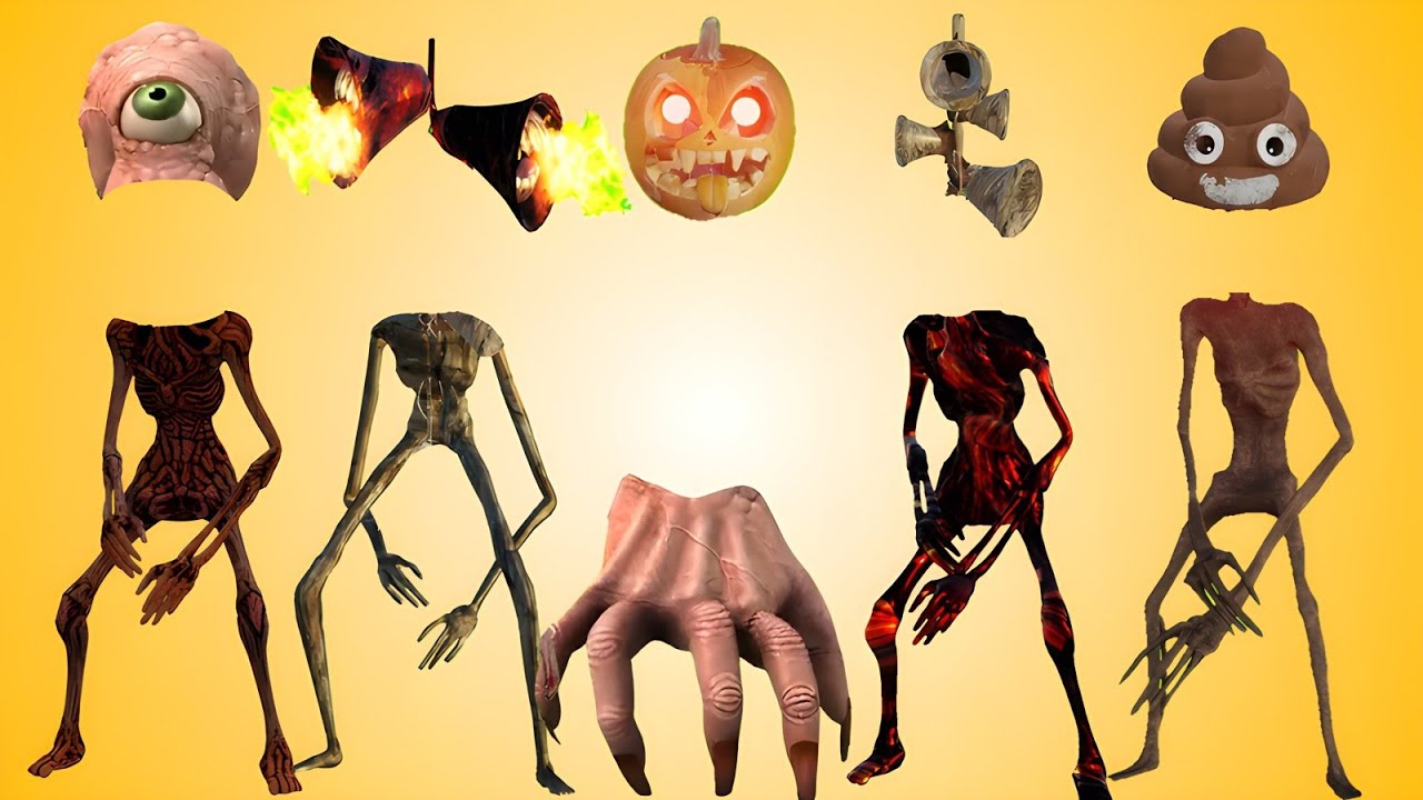 WRONG HEADS SIREN HEAD CAR, GREEN HOUSE HEAD, SCARY HOUSE, SIREN HEAD DOUBLE, SIREN HEAD THUNDERBOLT