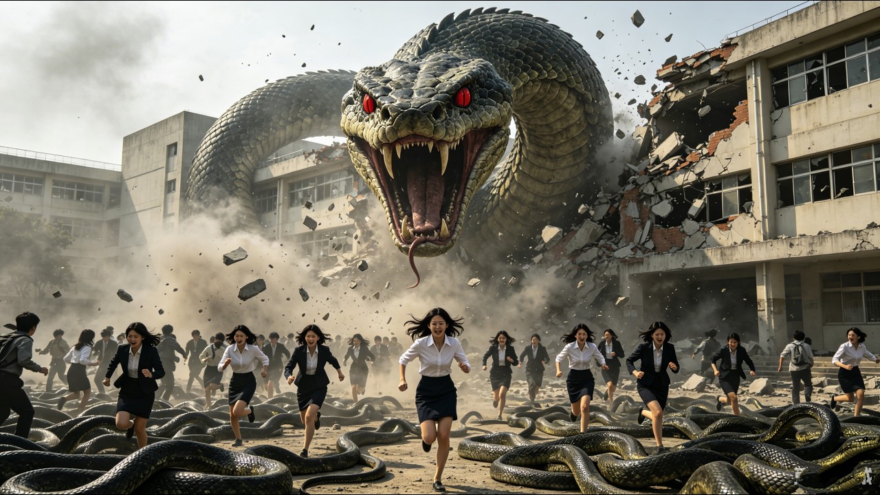 Snake Apocalypse! Giant Snake Destroys School, Ground Full Of Snake Apocalypse! Giant Snake Destroys School, Ground Full Of