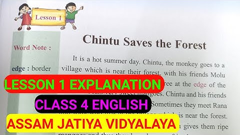 Assam Jatiya Vidyalaya CLASS 4 ENGLISH Lesson 1 Chintu saves the Forest Assamese Explanation. #ajb