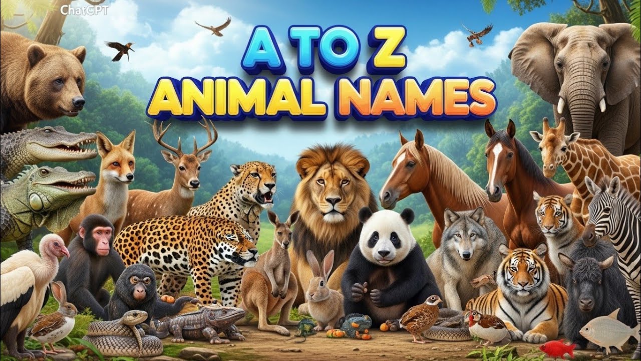 A to Z Animals Names 🐾 | Learn Animals with Alphabet for Kids #abcd # ...