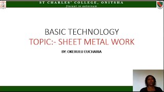 Basic Technology   SHEET METAL WORK by E  Okerulu
