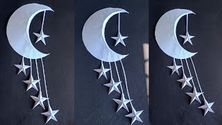 DIY Ramadan and Eid decoration idea|DIY 3d moon and star|3d moon star wall hanging|3d star and moon