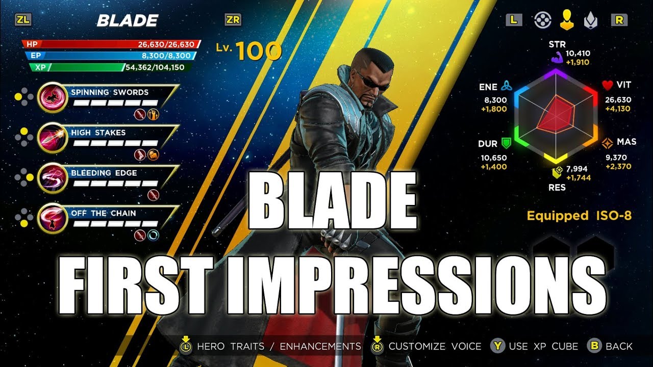 Blade First Impressions Lvl 100 Gameplay Marvel Ultimate Alliance 3 Mua3