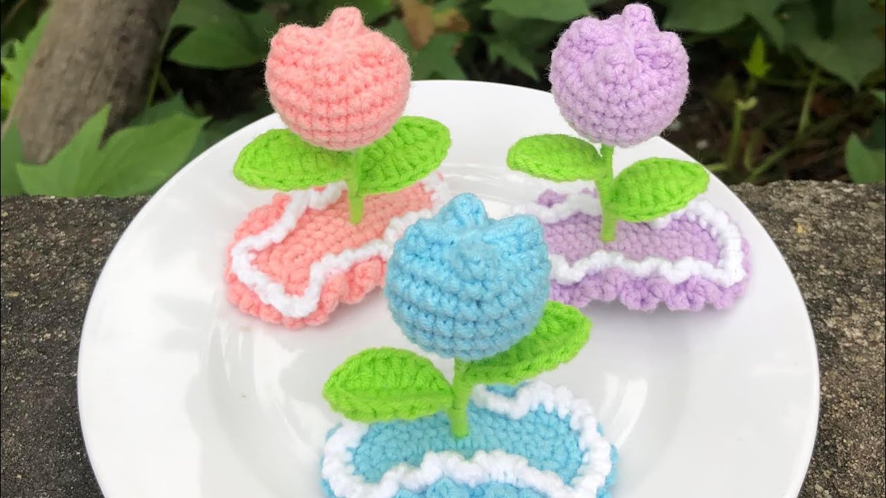 Móc kẹp tóc hoa tulip đáng yêu | Crochet hair clip | Lan Anh Crochet