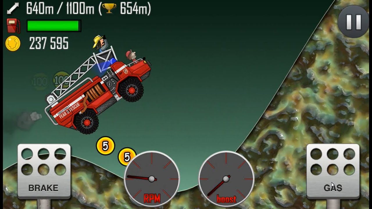 Hill Climb Racing: Full Throttle Acceleration With Fire truck - YouTube